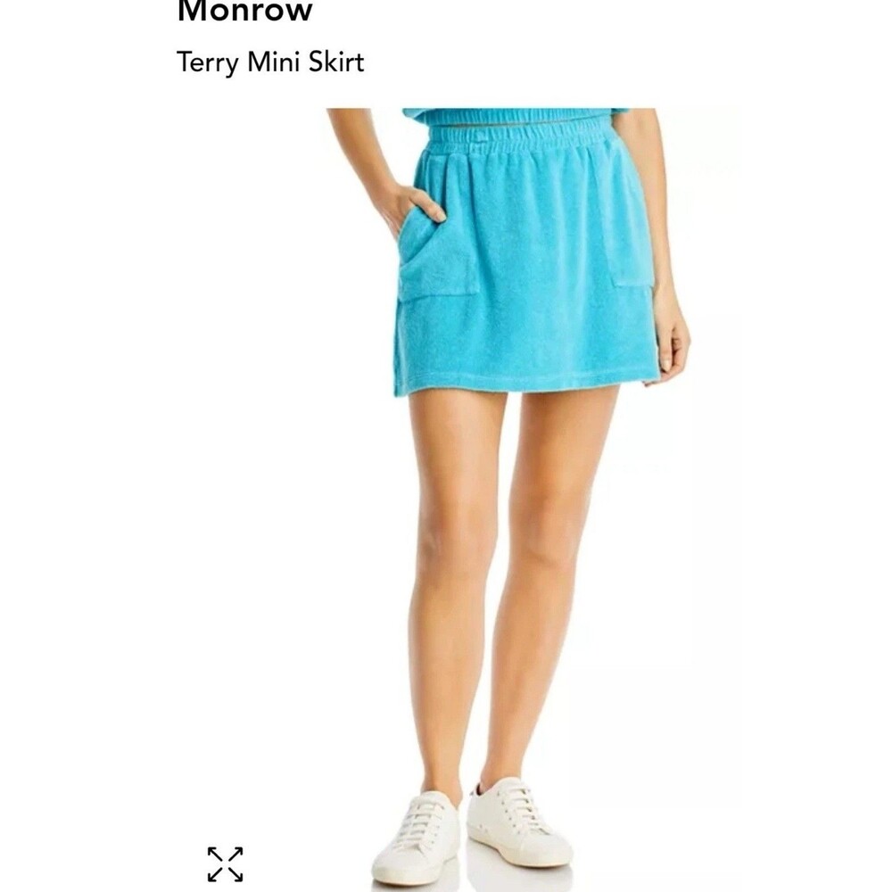 Monrow Skirt Womans XL Blue French Short Pockets Elastic Waist Ranning Walking